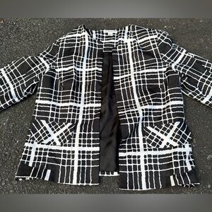 Pendleton Size 12 Petite Geometric Blazer‎ Jacket Silk Career Open Front